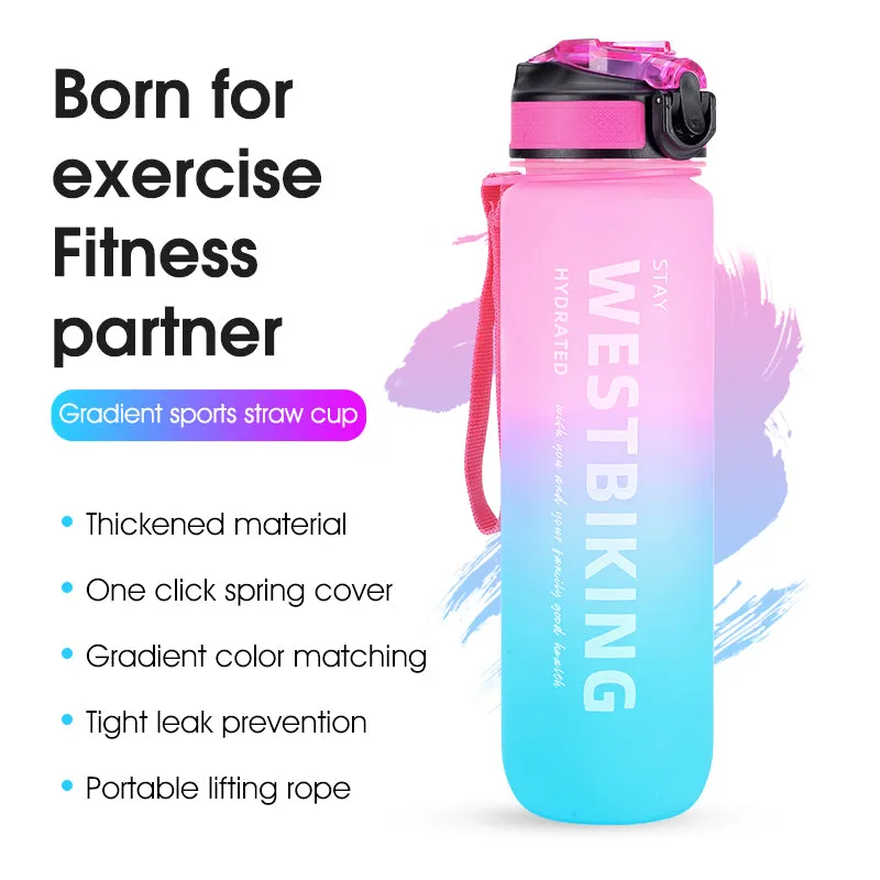 1L Sport Water Bottles For Men Women Gradient Portable Bottle Outdoor Road Bike Cycling Running Gym Fitness Bottle