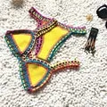 2024 New Boho Hand-Woven Bikini Women Sexy Knit Bikini Up Push Swimsuit Swimming Bathing Spa Resort Summer Beach Pool Swimwear