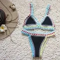 2024 New Boho Hand-Woven Bikini Women Sexy Knit Bikini Up Push Swimsuit Swimming Bathing Spa Resort Summer Beach Pool Swimwear