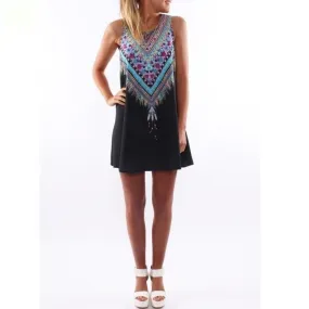 3D Vintage Printed Summer Bohemian Dashiki Beach Dress for Women