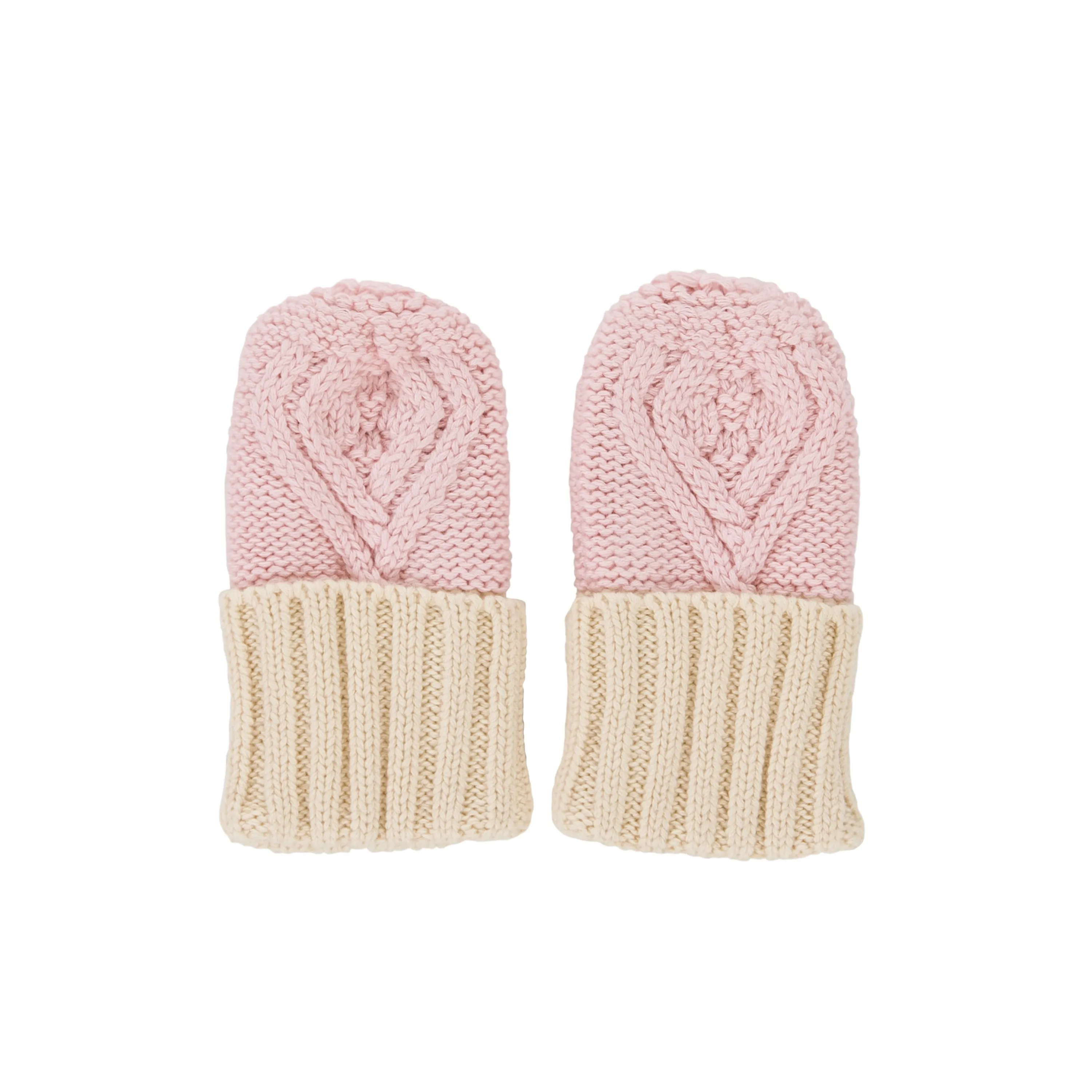 Acorn Cable Knit Mittens - Pink