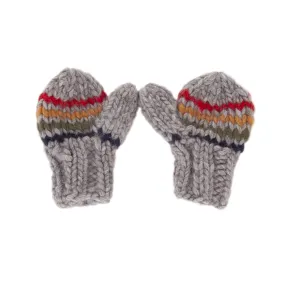 Acorn Rainbow Stripe Mittens - Grey