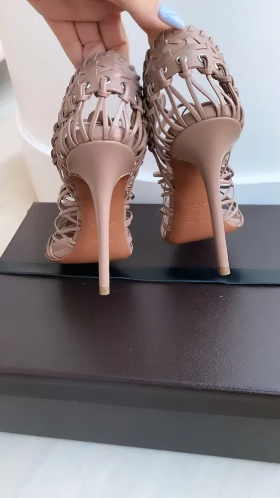 Alaia dusty rose leather heels