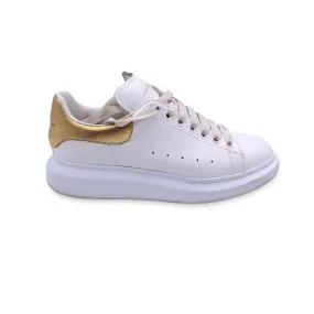 Alexander McQueen White Gold Lace Up Sneakers Shoes Size 40