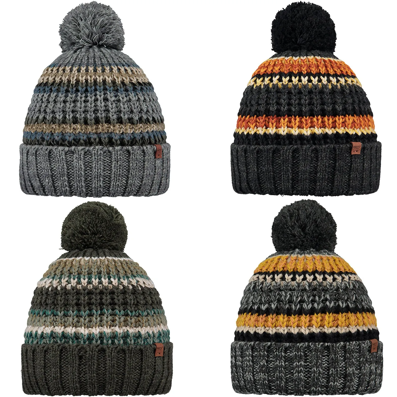 Barts Mens Goser Pom Pom Mixed Knit Bobble Hat