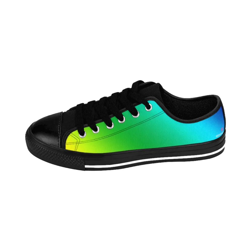 Best Rainbow Women's Sneakers, Gay Pride Colorful Best Ladies' Tennis Canvas Shoes Low Tops