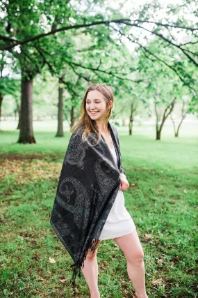 Black & Gray Paisley Pashmina