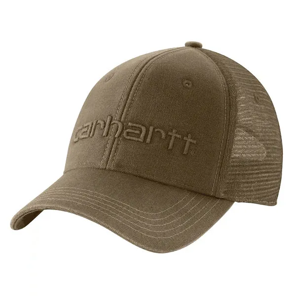 Carhartt Canvas Mesh-Black Logo Cap Light Brown