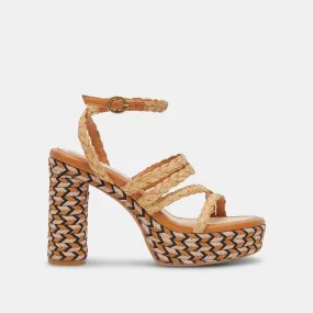 CATINA HEELS TAN RAFFIA