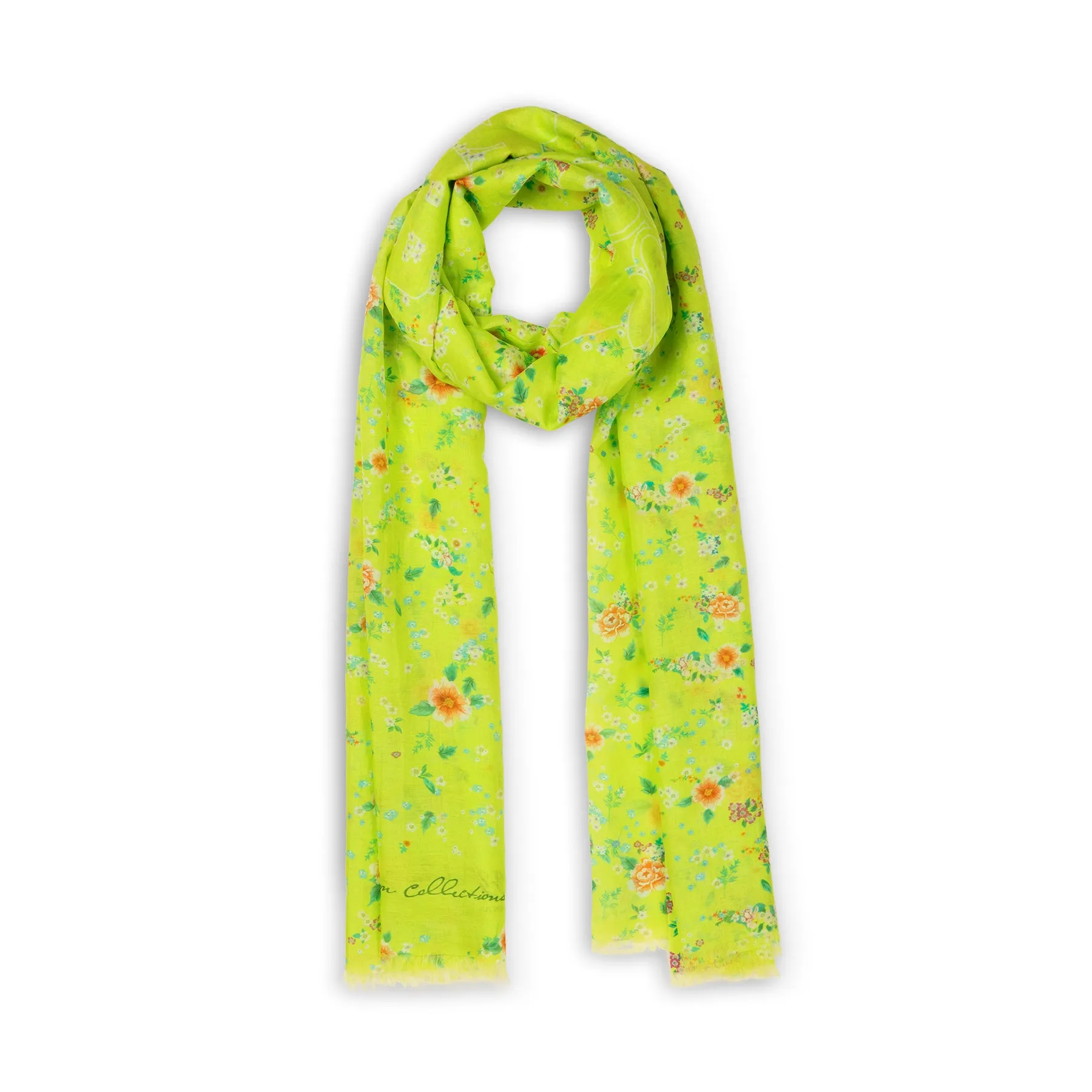 Celestial Flowers Long Scarf - Green