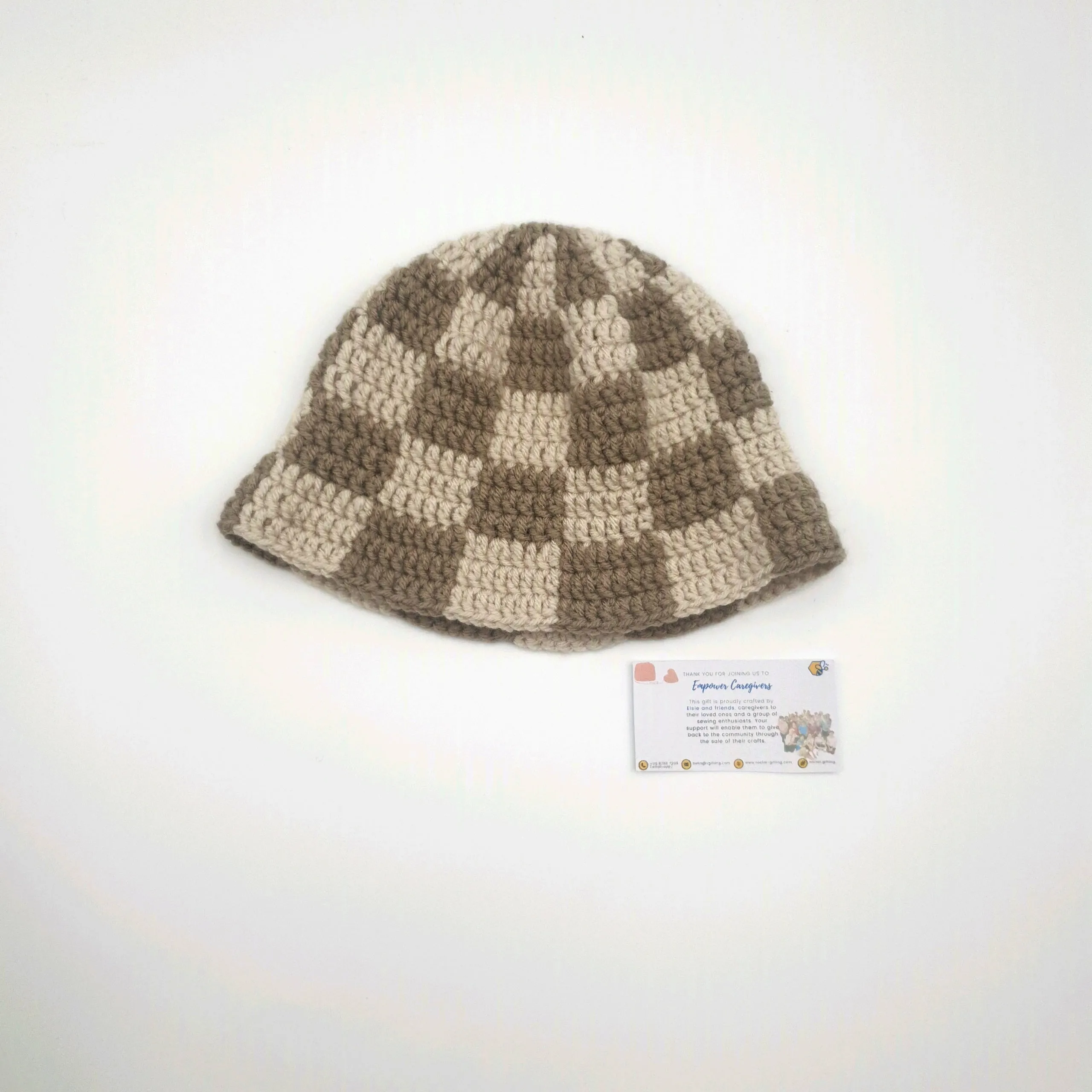 Checkered Crocheted Bucket Hat