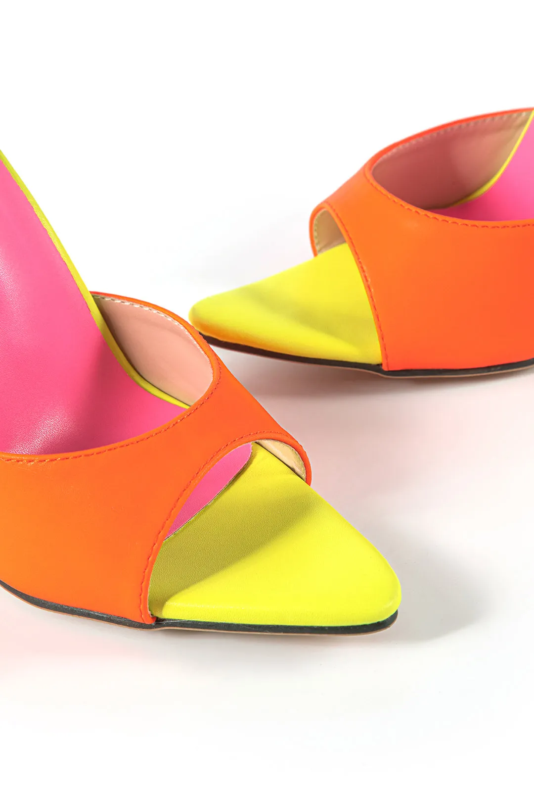 Color Block Pointed Toe High Heels