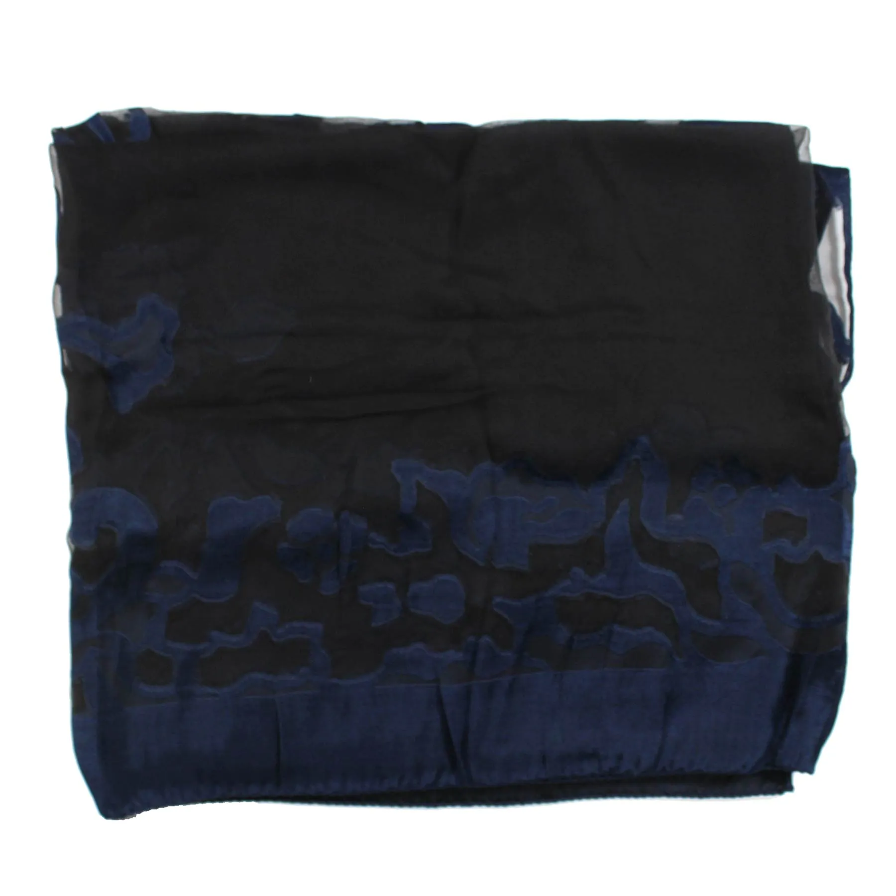 Dark Blue Design - Chiffon Silk Shawl