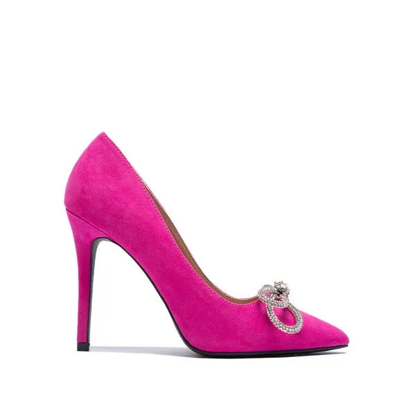 Destiny glitter bow high heels, Fuchsia