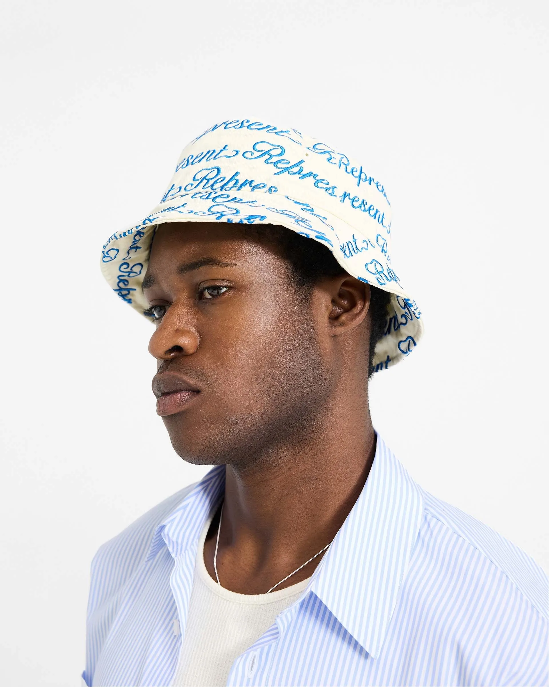 Embroidered Bucket Hat - Antique White