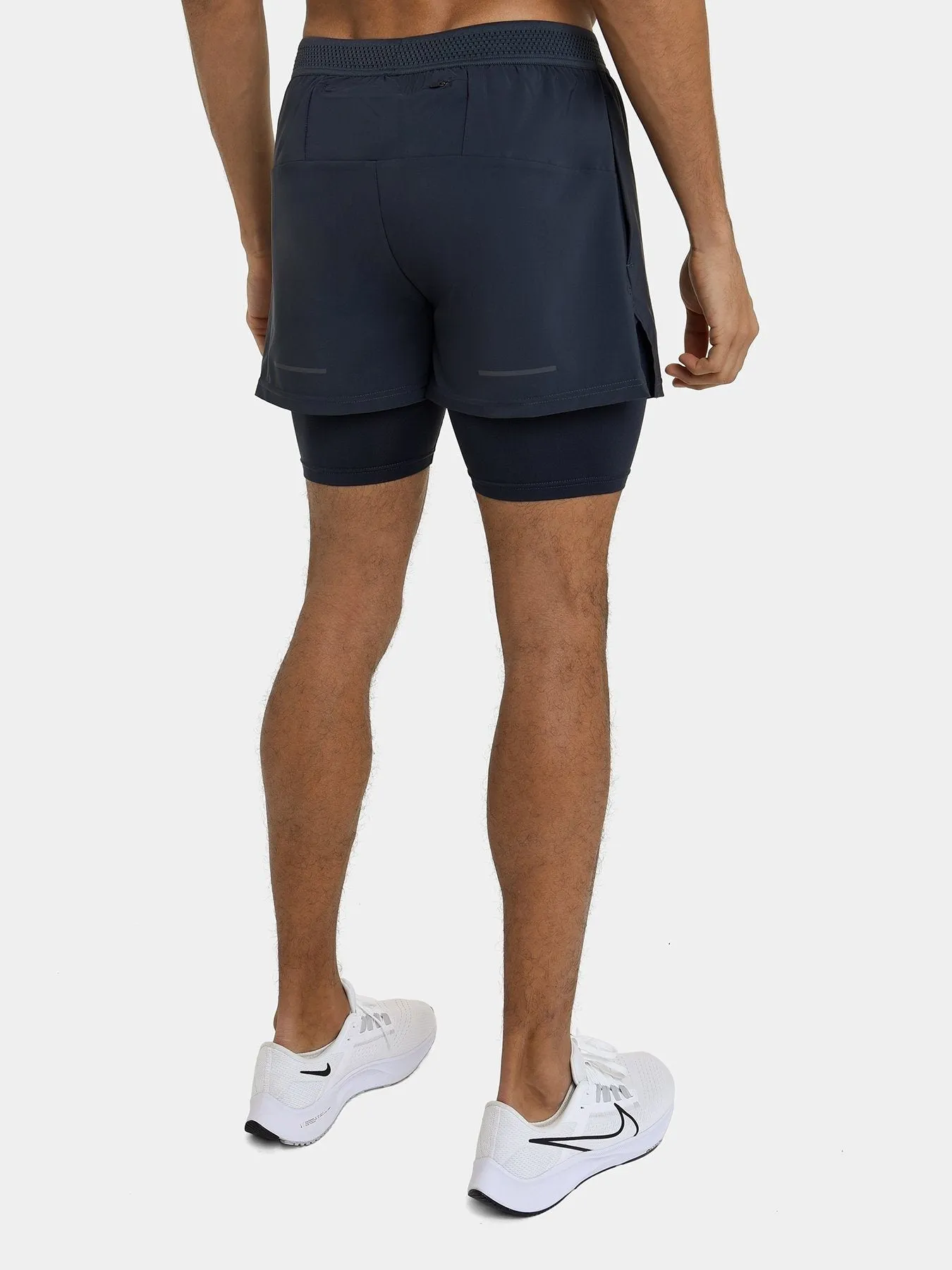 Flyweight 2-in-1 Running Short For Men With Side & Back Zip Pockets & Internal Compression Lining With Pocket