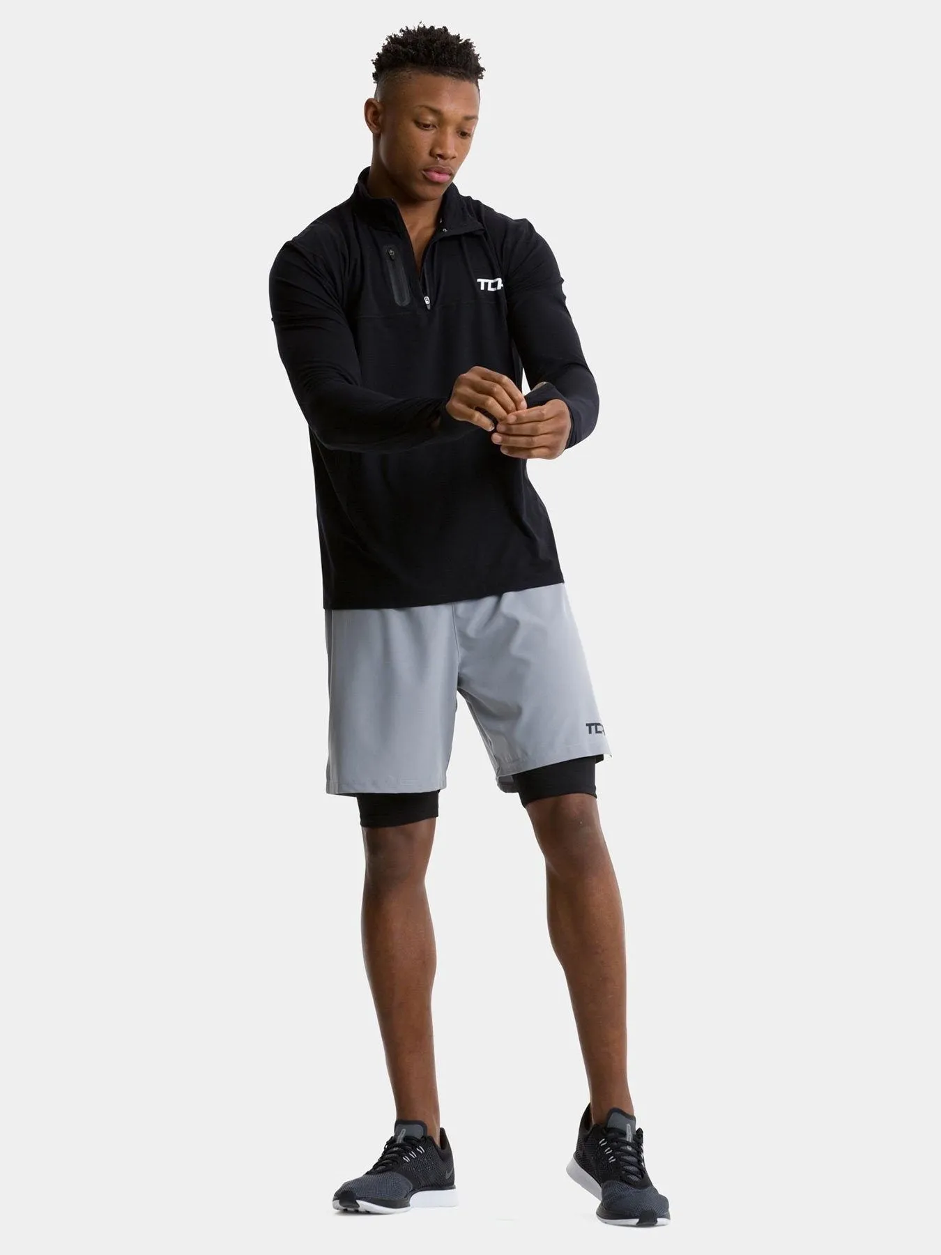 Fusion Half Zip Running Top For Men With Thumbholes & Chest Zip Pocket