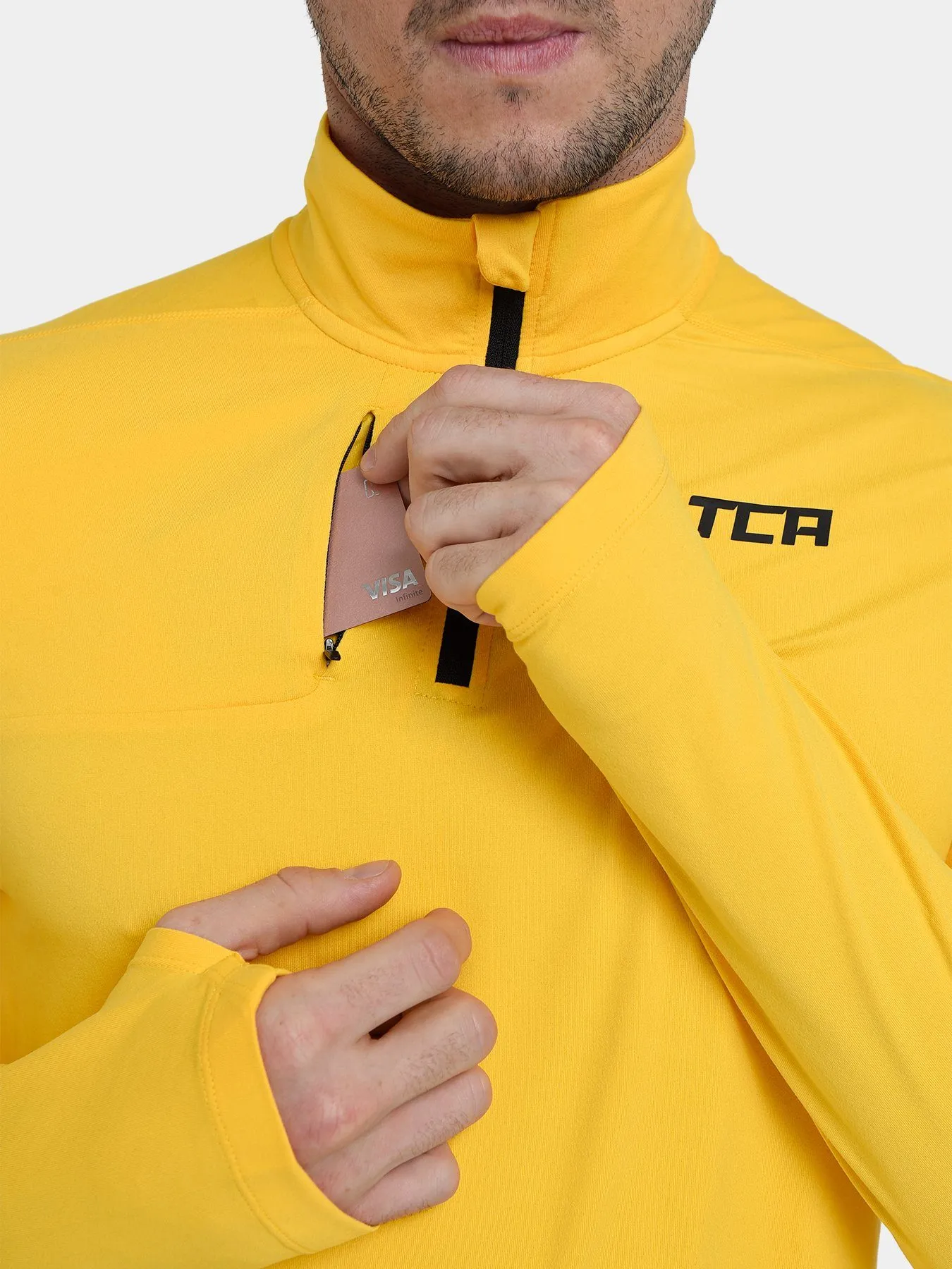 Fusion Half Zip Running Top For Men With Thumbholes & Chest Zip Pocket