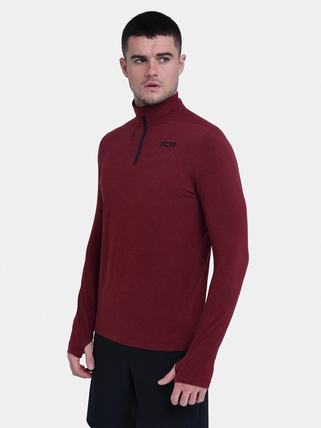 Fusion Half Zip Running Top For Men With Thumbholes & Chest Zip Pocket