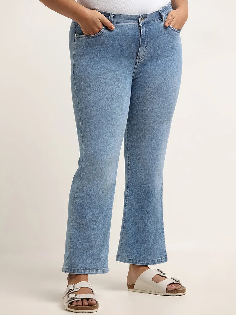 Gia Blue Mid Rise Straight Fit Denim Jeans