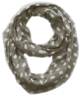 Gray Peach Couture Light and Sheer Polka Dot Circle Print Infinity Loop Scarf