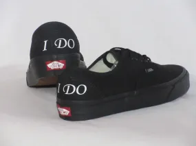 Groom Custom "I Do" Wedding Sneakers, Black Vans Authentic, Groom Shoes.