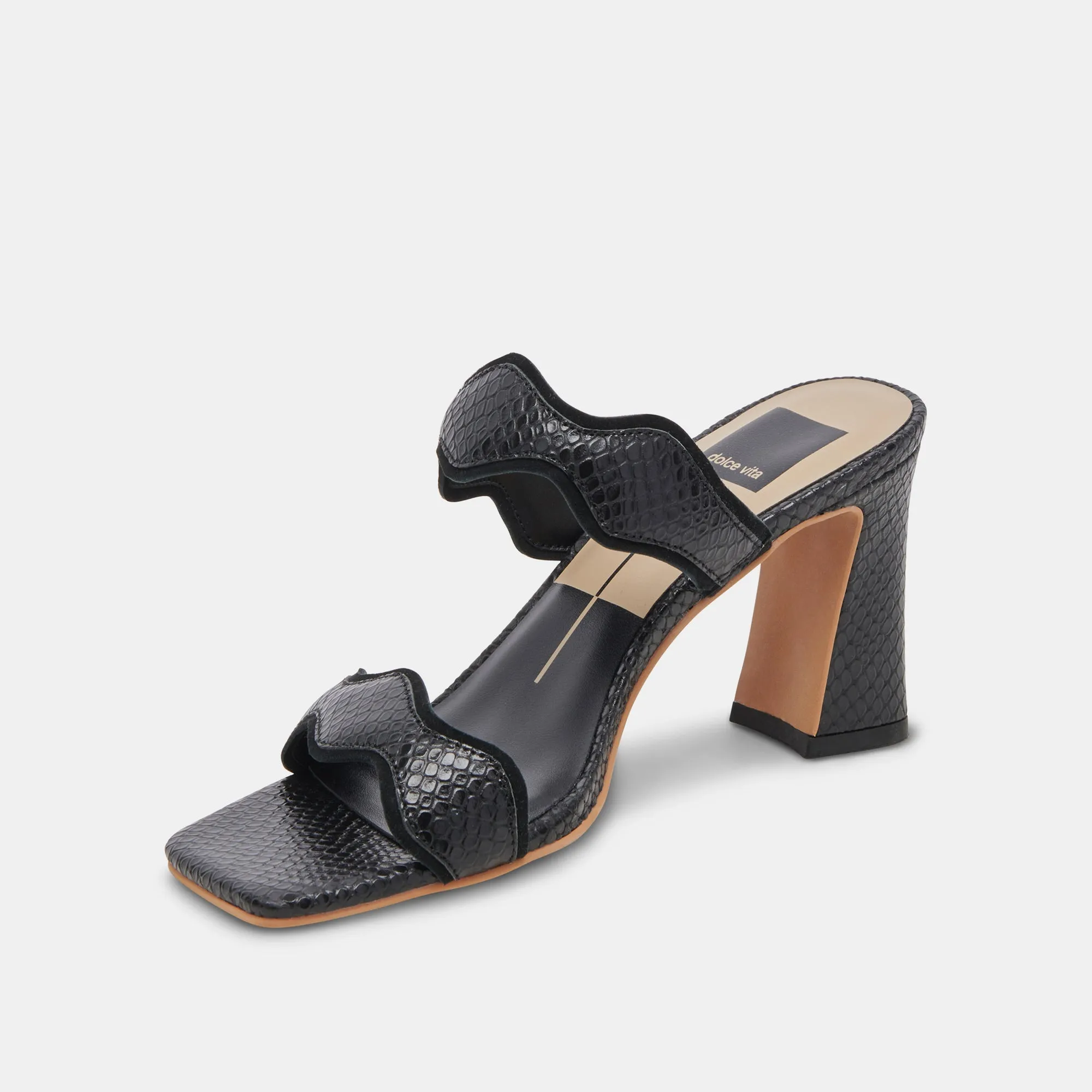 ILVA HEELS ONYX EMBOSSED LEATHER