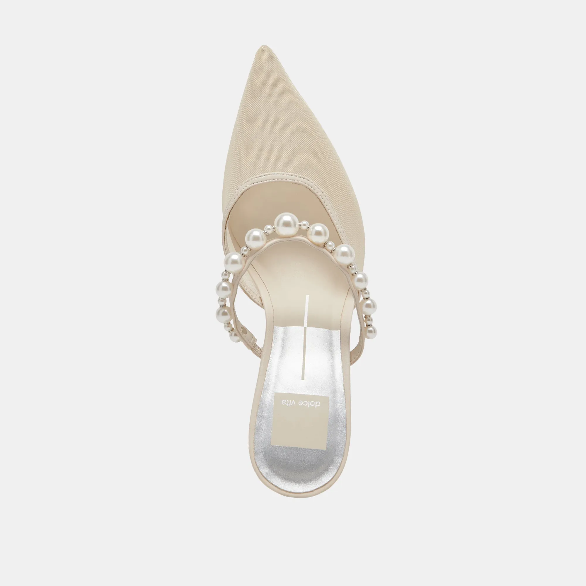 KAYSIE PEARL HEELS IVORY MESH