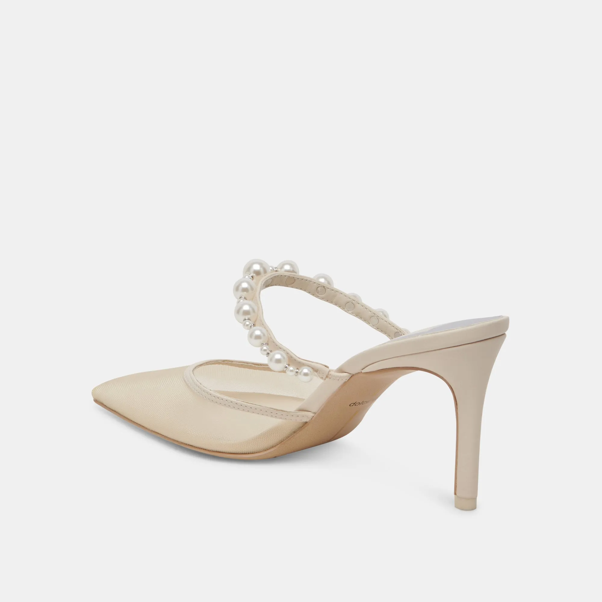 KAYSIE PEARL HEELS IVORY MESH