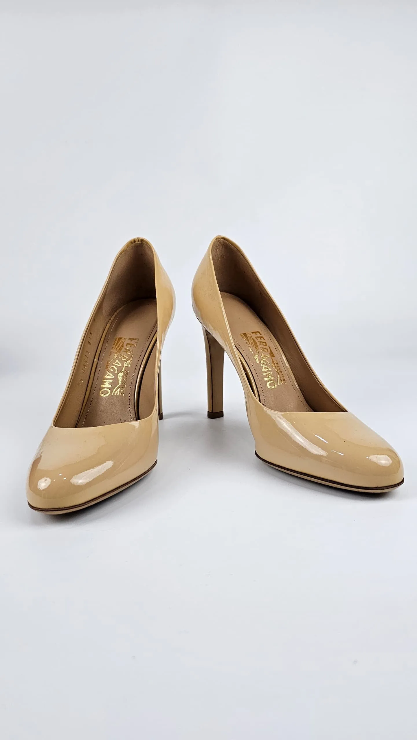 Leo 100 Beige Patent Heels