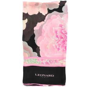 Leonard Paris Scarf Black Pink Floral - Chiffon Silk Shawl