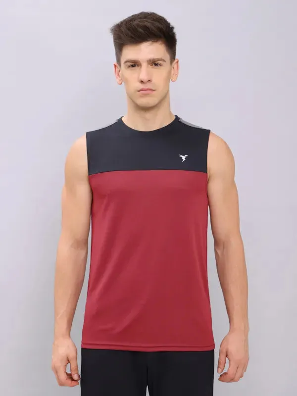 Men Colorblock Slim Fit Crew Neck Innerwear Vest with TECHNO COOL 