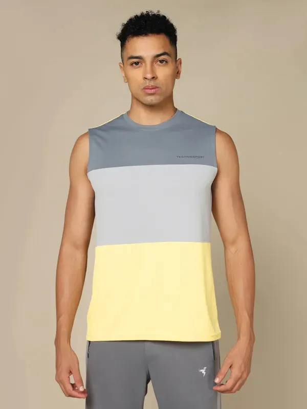 Men Colorblock Slim Fit Crew Neck Innerwear Vest with TECHNO COOL 