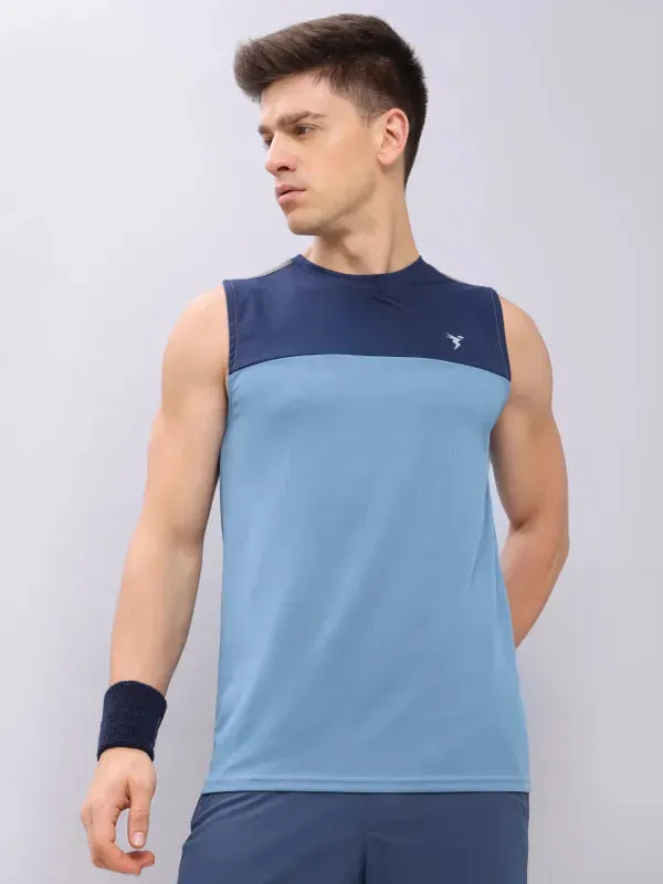 Men Colorblock Slim Fit Crew Neck Innerwear Vest with TECHNO COOL 