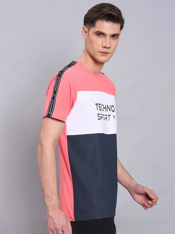 Men Colorblock Slim Fit Crew Neck T-shirt with MATPIQ