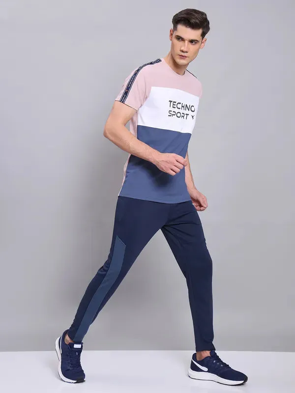 Men Colorblock Slim Fit Crew Neck T-shirt with MATPIQ