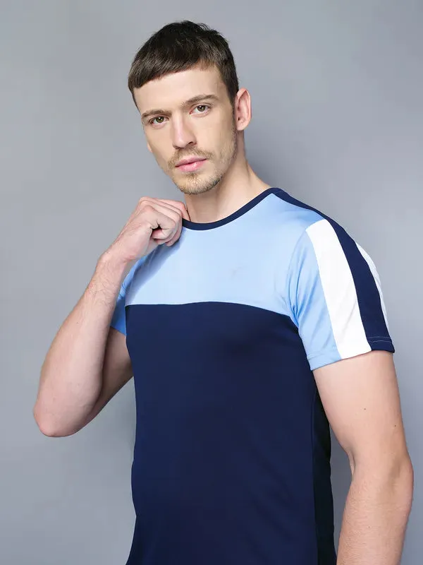 Men Colorblock Slim Fit Crew Neck T-shirt with TECHNO COOL