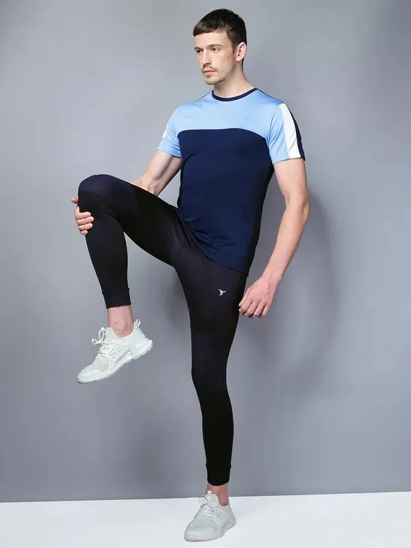 Men Colorblock Slim Fit Crew Neck T-shirt with TECHNO COOL