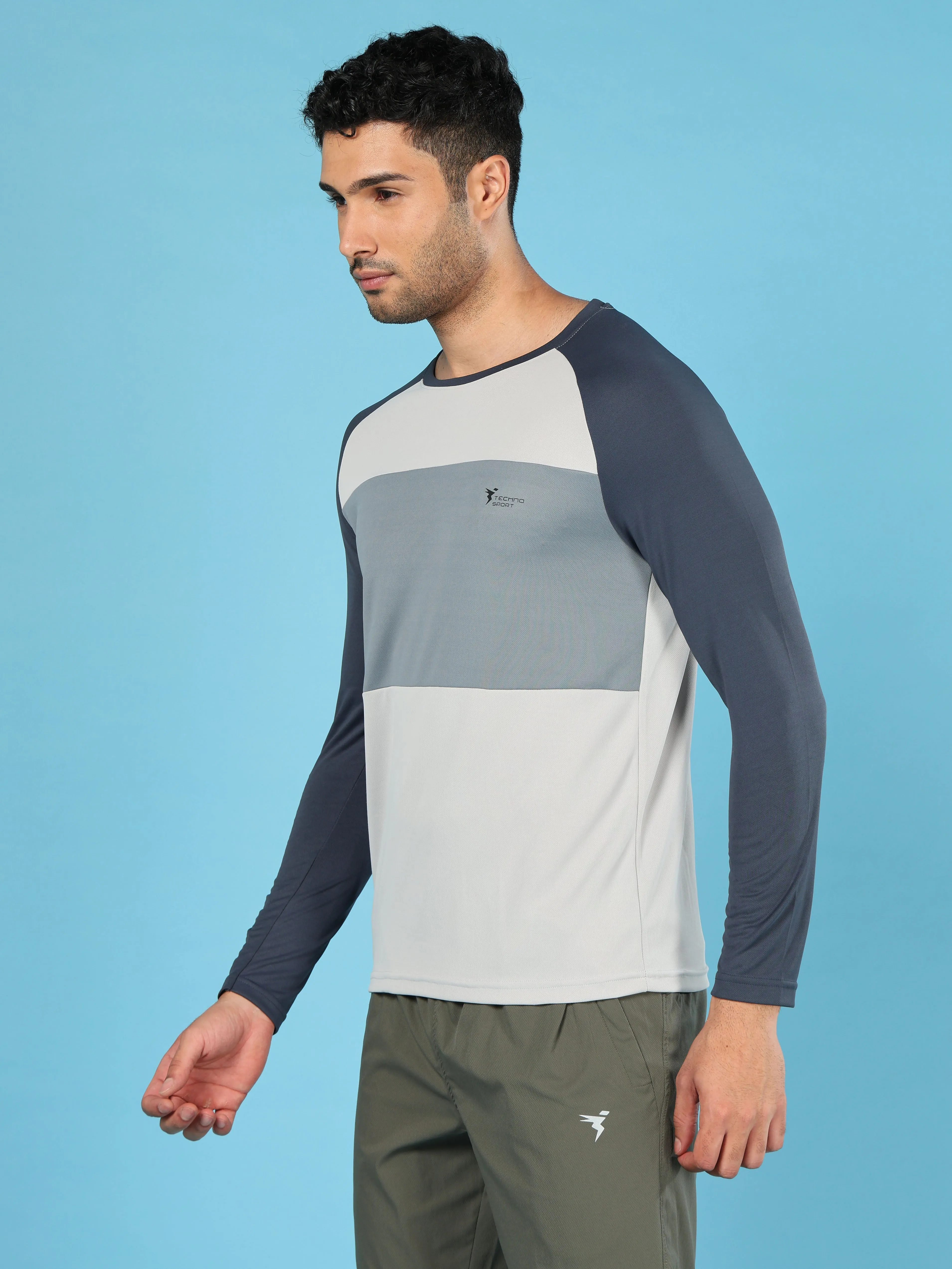 Men Colorblock Slim Fit Crew Neck T-shirt with TECHNO COOL 