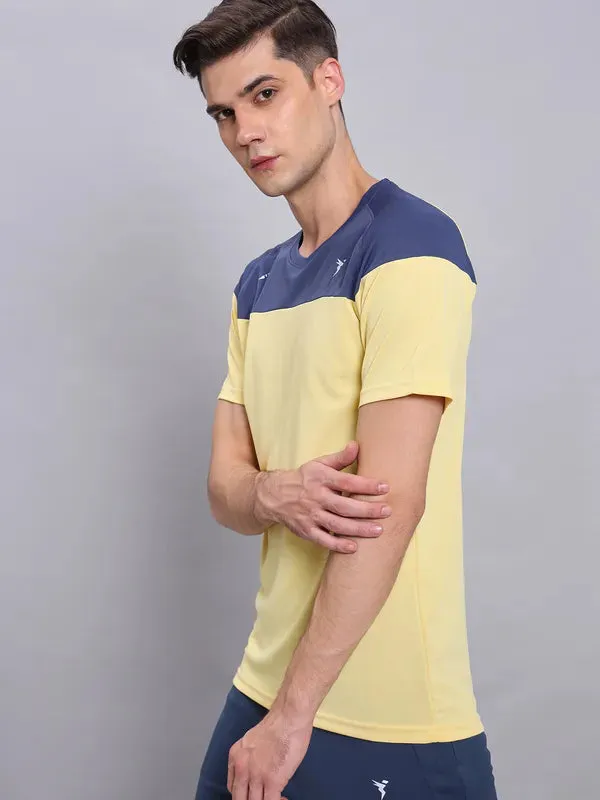 Men Colorblock Slim Fit Crew Neck T-shirt with TECHNO COOL 