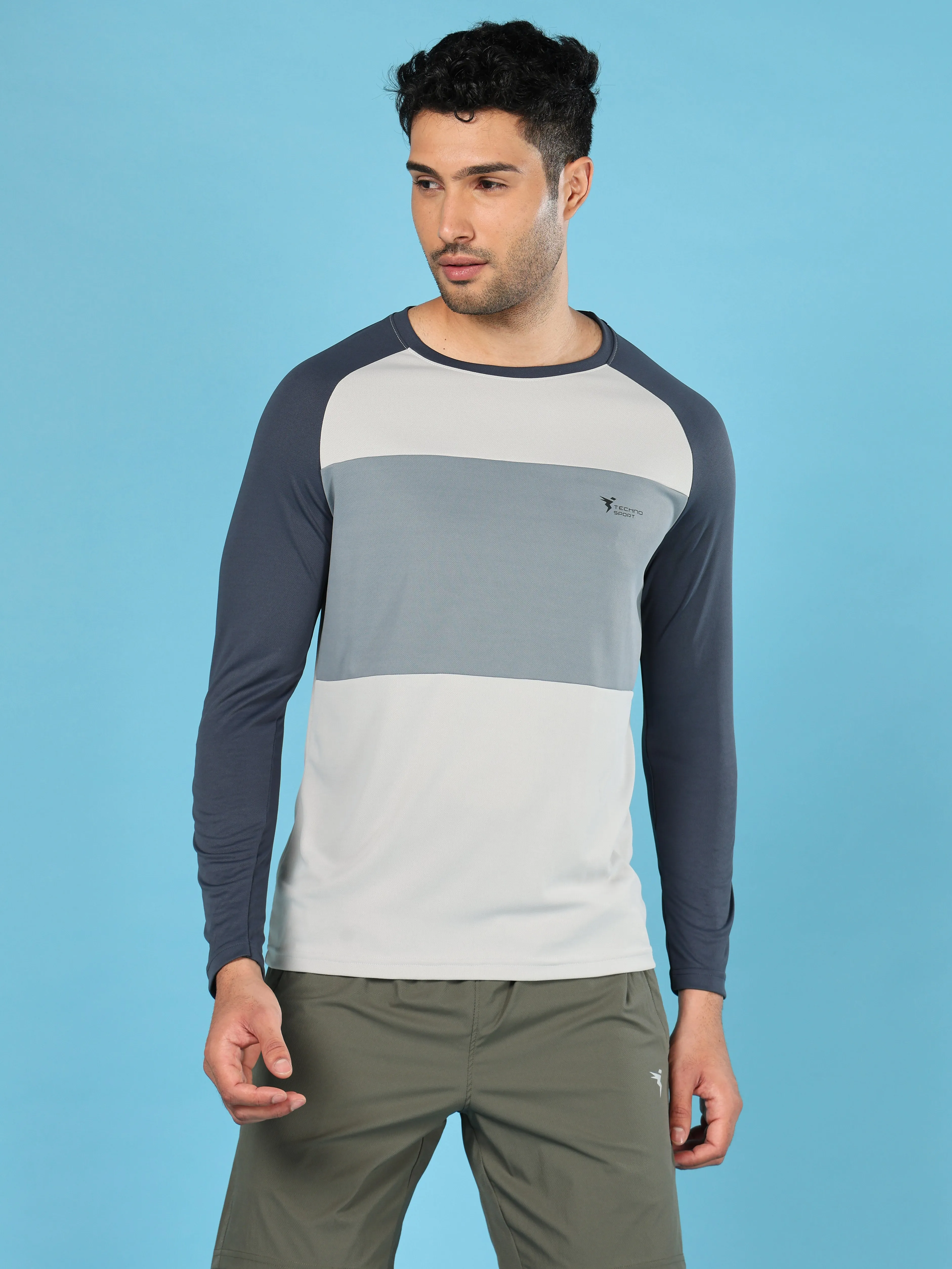 Men Colorblock Slim Fit Crew Neck T-shirt with TECHNO COOL 