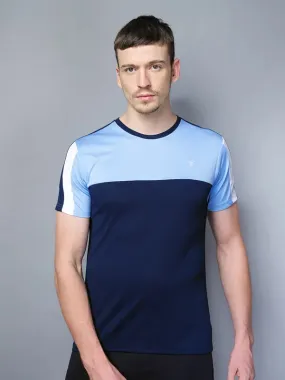 Men Colorblock Slim Fit Crew Neck T-shirt with TECHNO COOL