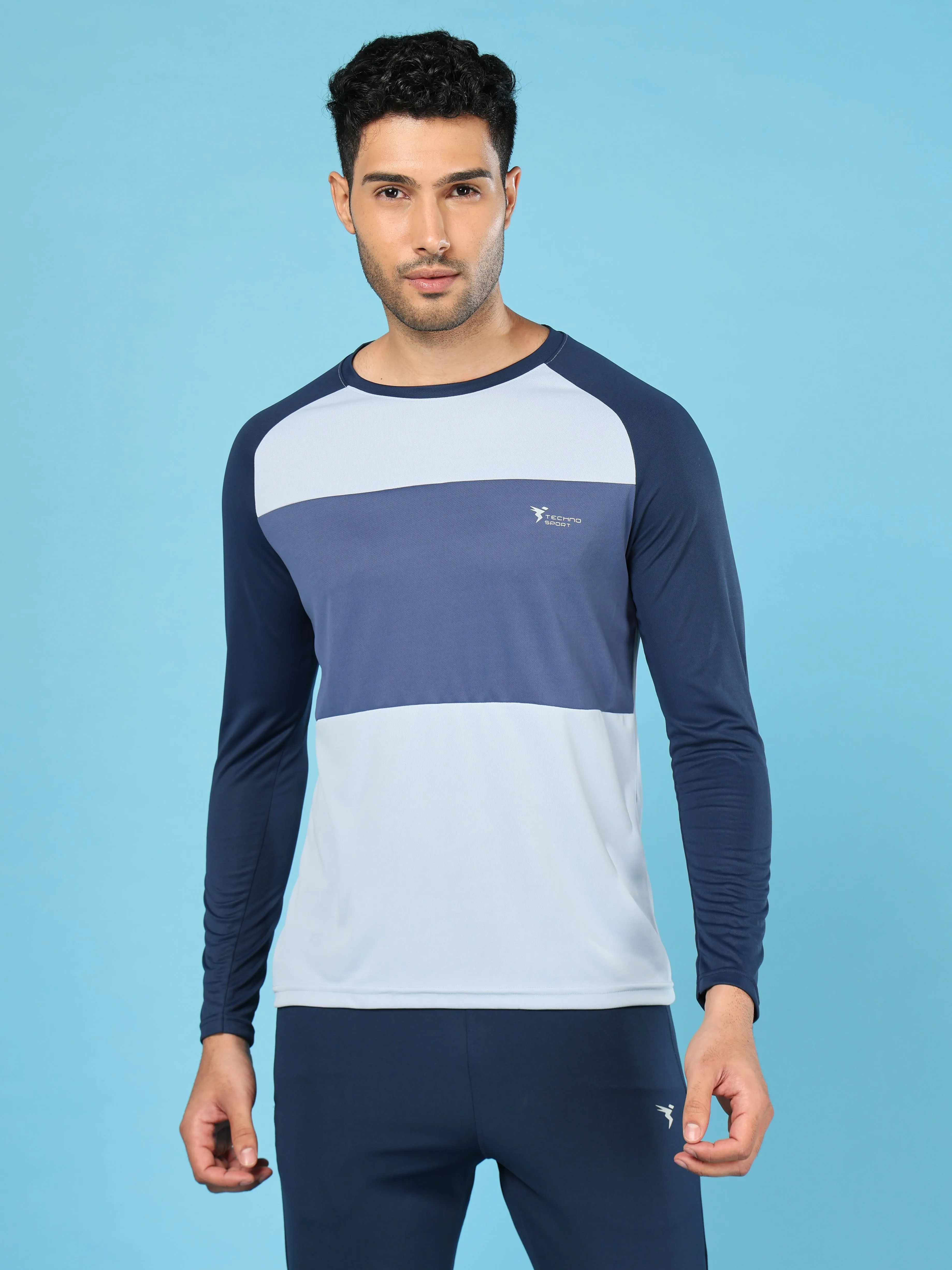 Men Colorblock Slim Fit Crew Neck T-shirt with TECHNO COOL 