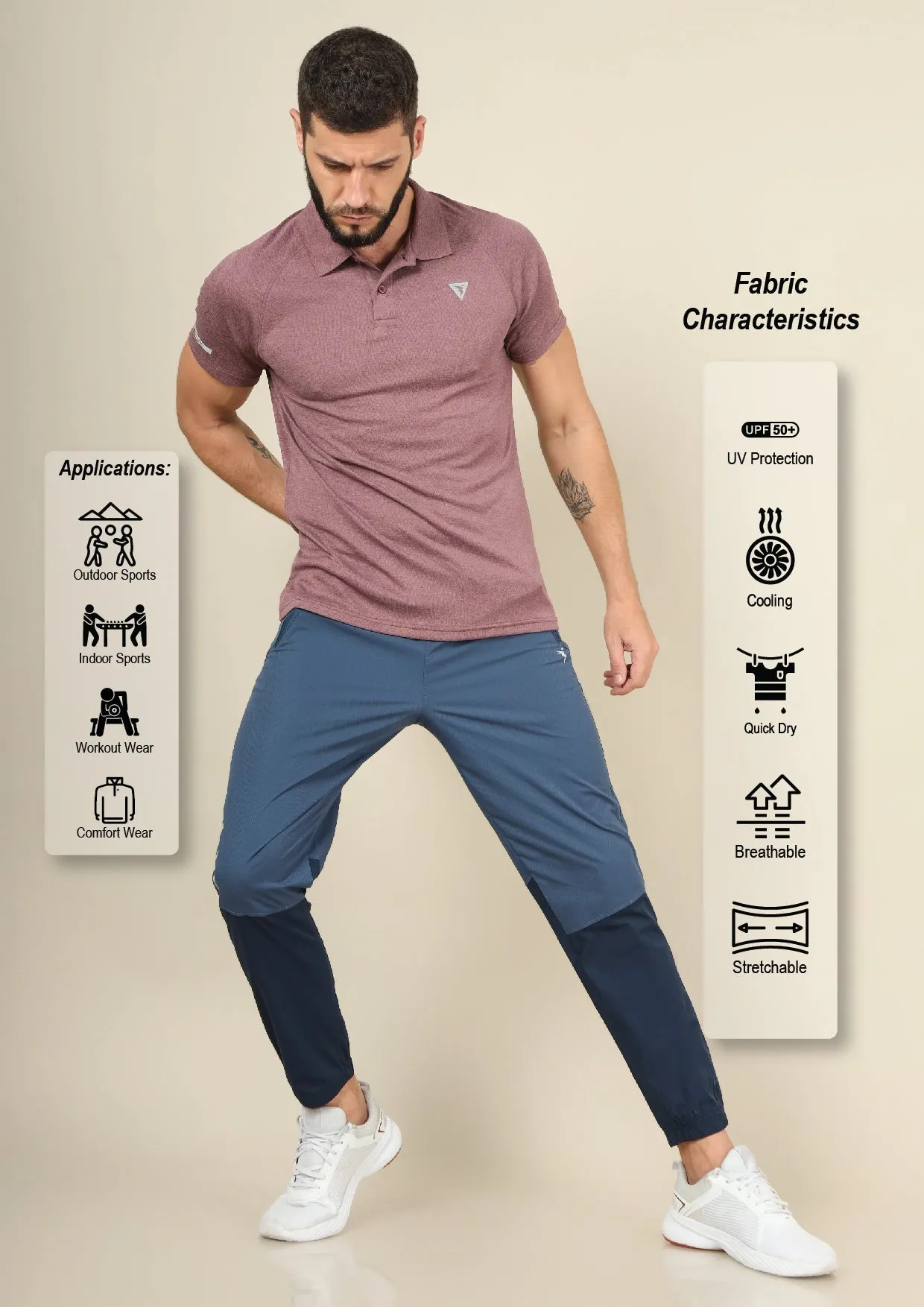 Men Colorblock Slim Fit Joggers with TECHNOLITE STRETCH