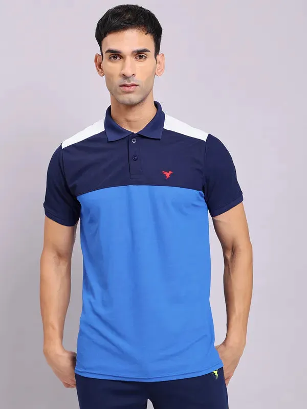 Men Colorblock Slim Fit Polo T-shirt with MATPIQ