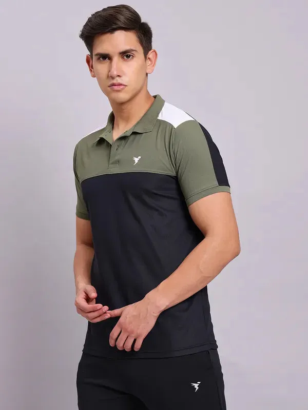 Men Colorblock Slim Fit Polo T-shirt with MATPIQ