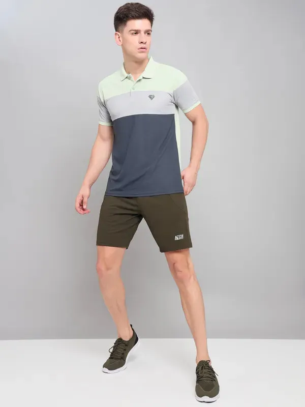 Men Colorblock Slim Fit Polo T-shirt with MATPIQ