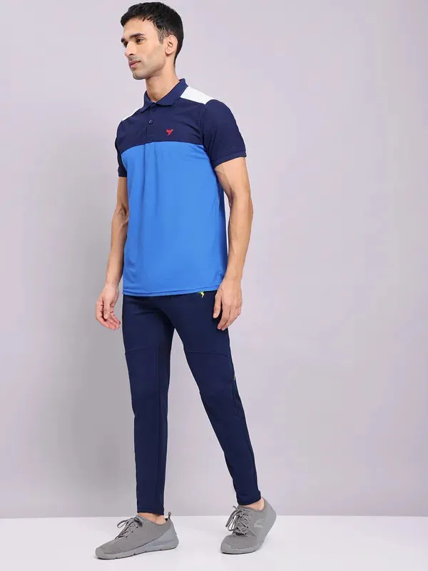 Men Colorblock Slim Fit Polo T-shirt with MATPIQ