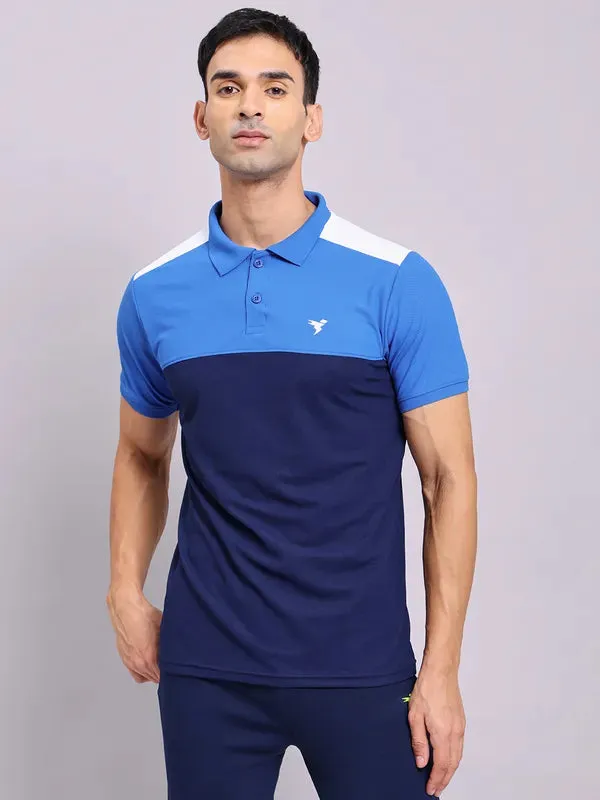 Men Colorblock Slim Fit Polo T-shirt with MATPIQ