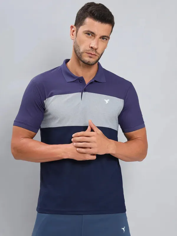 Men Colorblock Slim Fit Polo T-shirt with MATPIQ